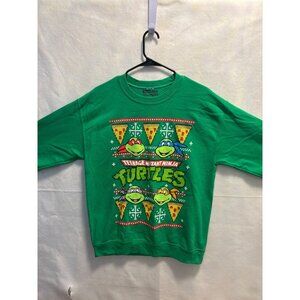 Teenage Mutant Ninja Turtles Green Holiday Sweatshirt M Nickelodeon 50% Cotton 5